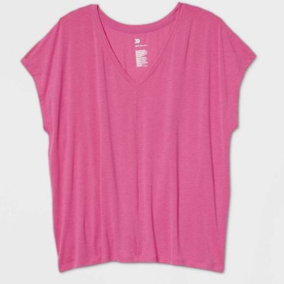 all in motion Fuchsia Short Sleeve Tie Back V-Neck T-Shirt Size XS - Picture 1 of 7